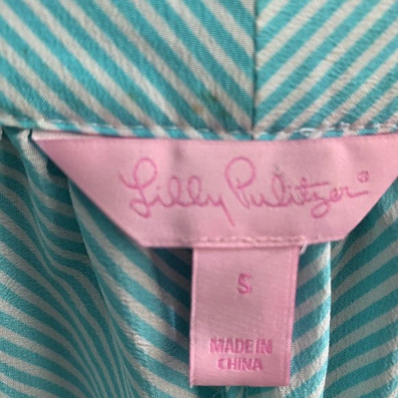 Lilly Pulitzer Silk Striped Moxy Top Blouse Size Small Blue White Style 48607 - Picture 10 of 10